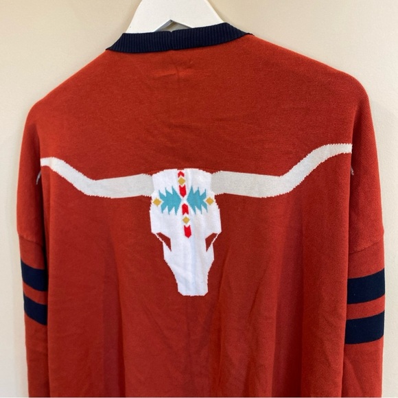 Rachel Hollis Rust Varsity Cardigan Sweater Texas Longhorn Southwestern Women XL - Picture 2 of 6